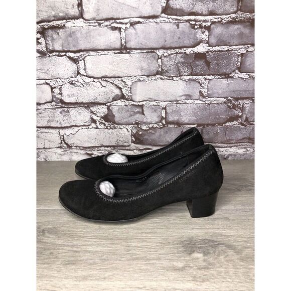 Stonefly Black Suede Leather Slip On Round Toe Dress Heels Women Sz 39EU/8.5M US - Picture 9 of 16